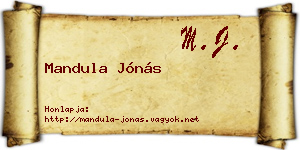 Mandula Jónás névjegykártya